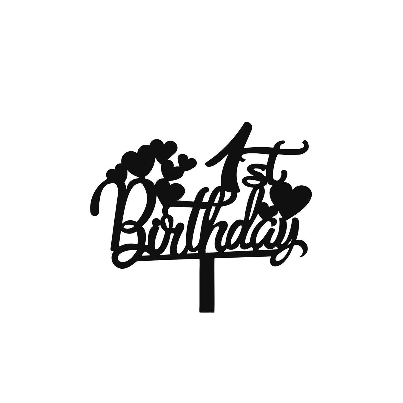 Happy First Birthday (Hearts)